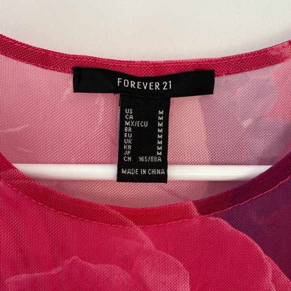 Pink Floral Maxi Dress (M) | sheer, purple, sleeveless, mermaid, flared, barbie - Picture 9 of 10